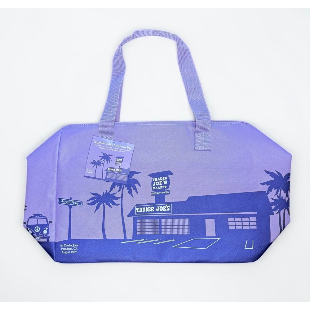Trader Joe's Large Reusable Insulated Shopping Bag Lavender Purple 8 Gallon NEW